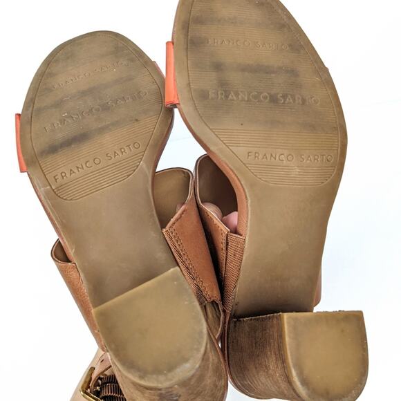 Franco Sarto Burnt Blush The Gothic Leather Block Heel Dress Sandal Size 6 - Picture 7 of 9